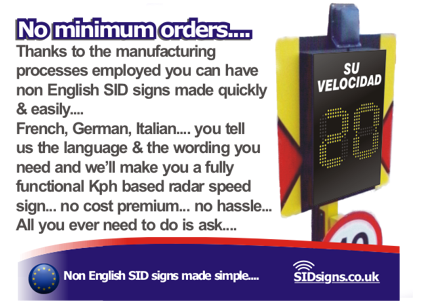 speed signs manufactured in these languages